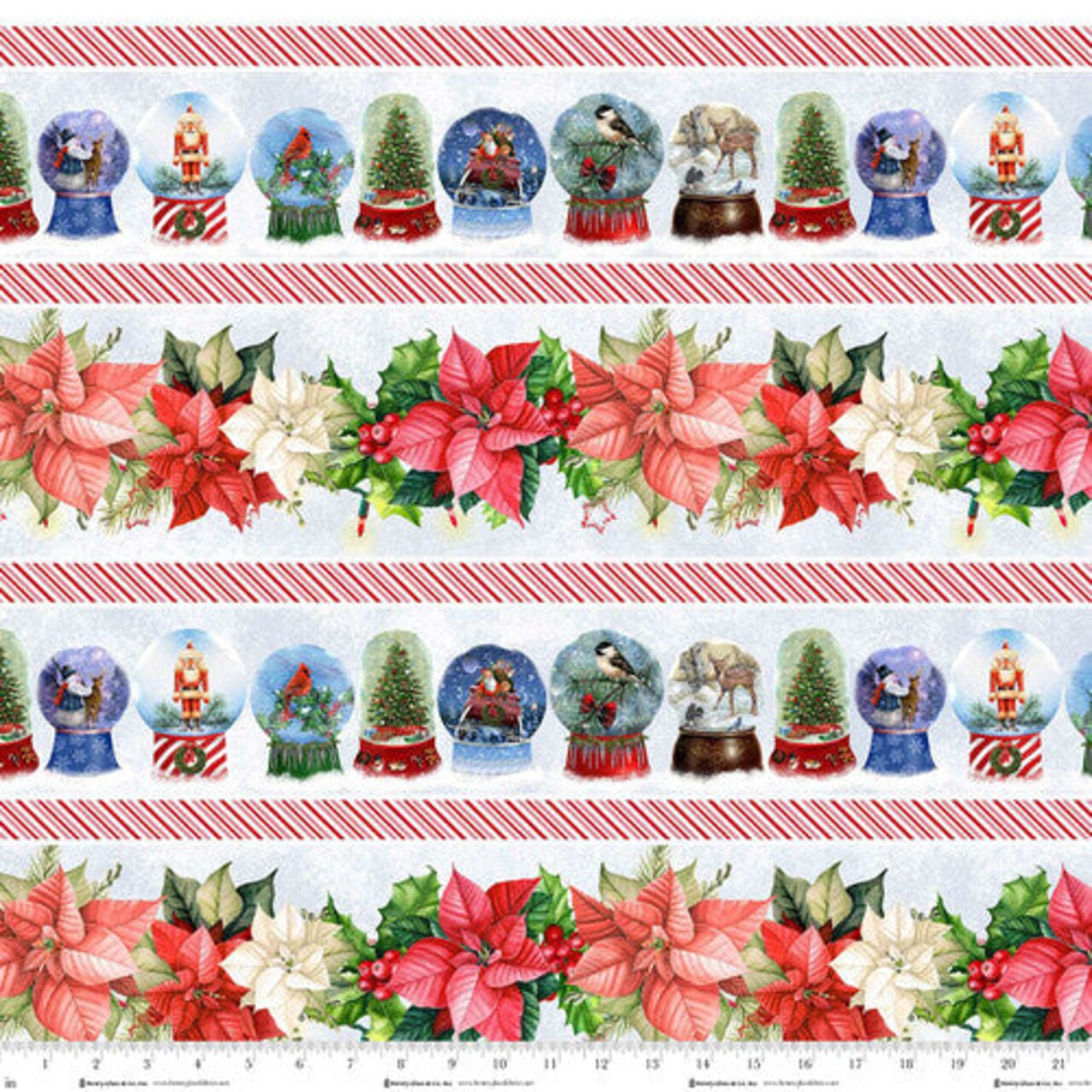 Fabric Henry Glass Blue Border Stripe Believe by the Quarter Yard Q-1880-11